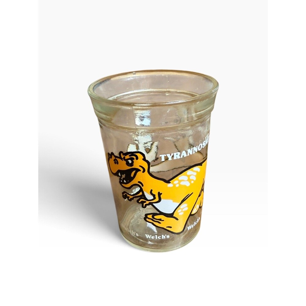 Vintage Welch's Jelly Jar Glass Tyrannosaurus Rex T-Rex 1988 Dinosaur